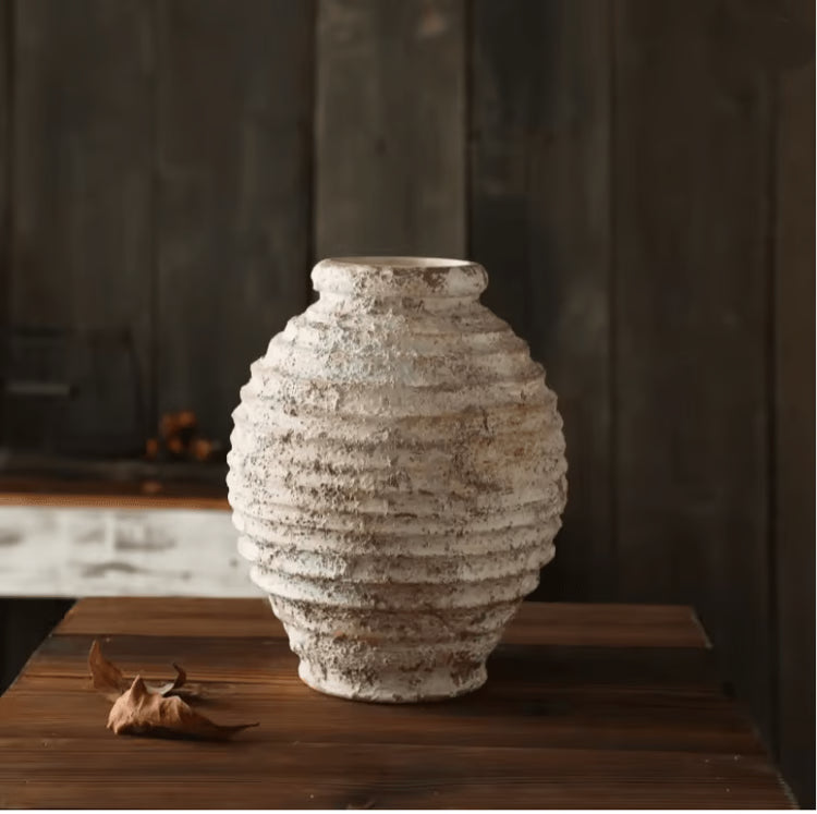 Rustic Clay Pottery Vase Vintage Handmade Home Decor