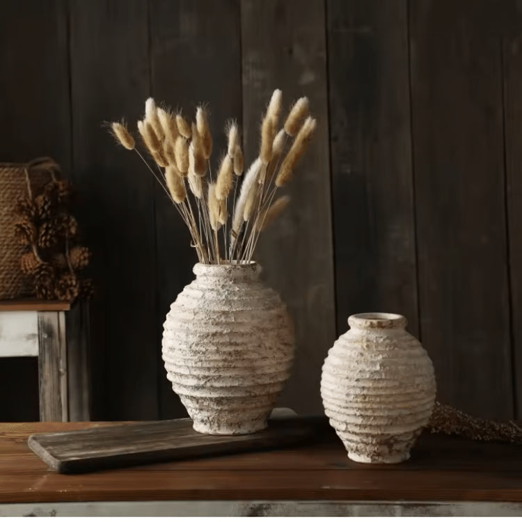 Rustic Clay Pottery Vase Vintage Handmade Home Decor
