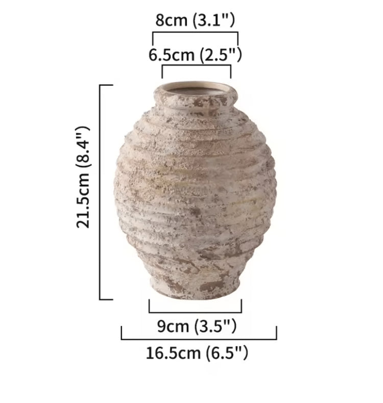 Rustic Clay Pottery Vase Vintage Handmade Home Decor