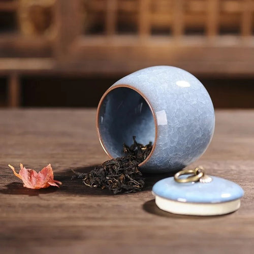Decorative Ceramic Storage Jar with Lid for Tea, Coffee, Sugar & Kitchen Essentials