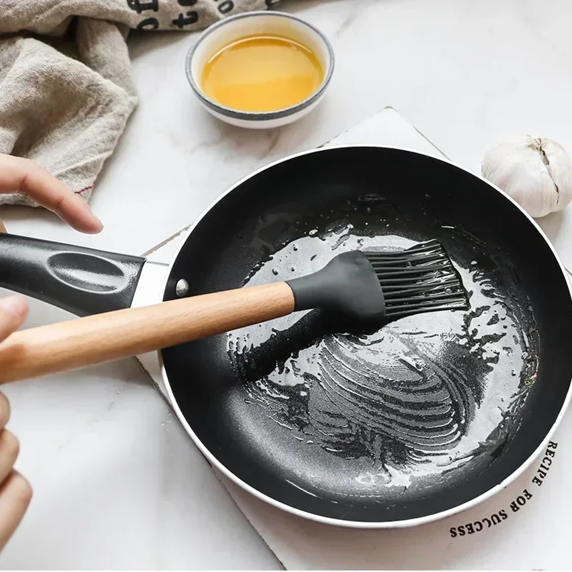 Multicolor Silicone Cooking Utensils Set with Wooden Handles for Nonstick Cookware