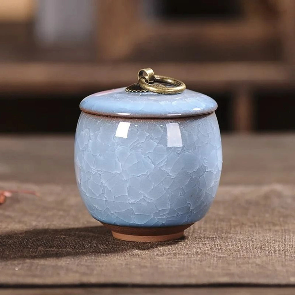 Decorative Ceramic Storage Jar with Lid for Tea, Coffee, Sugar & Kitchen Essentials