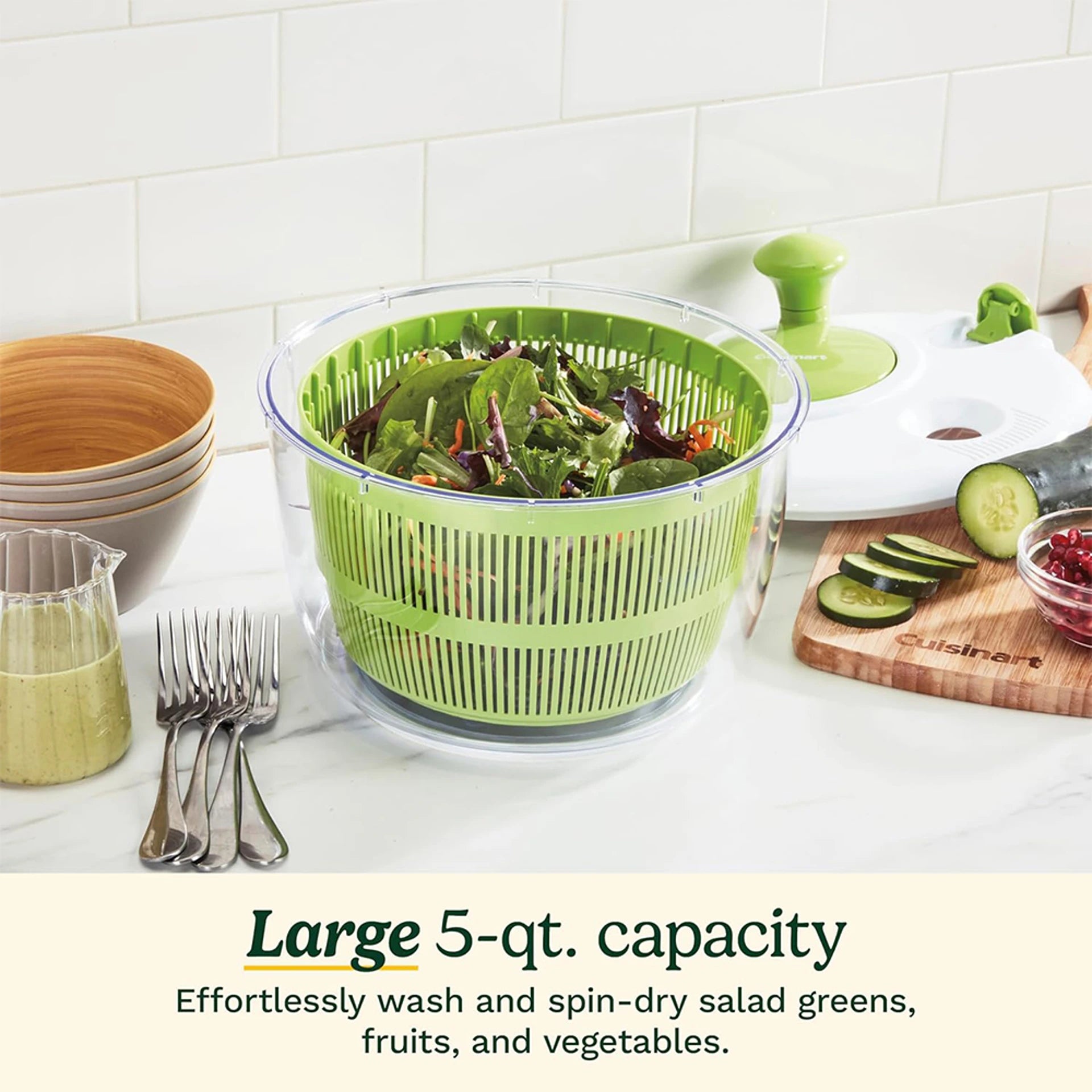Large Salad Spinner Vegetable Washer Dryer and Drainer with Bowl