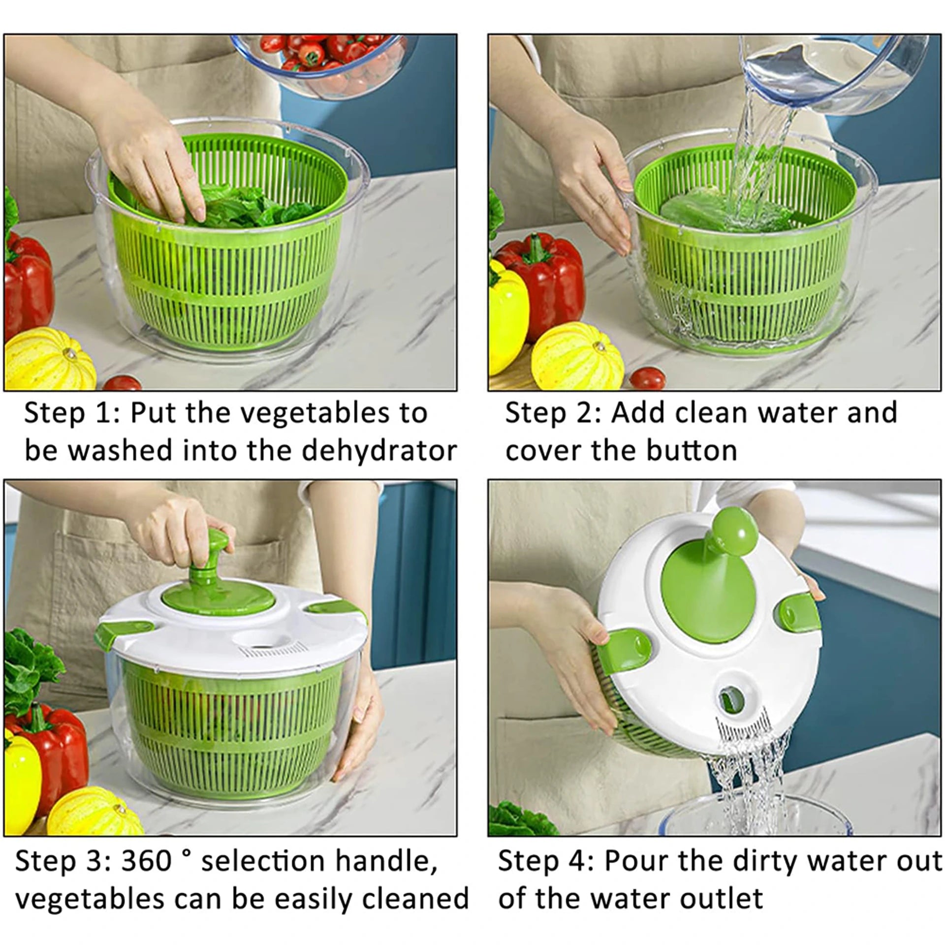 Large Salad Spinner Vegetable Washer Dryer and Drainer with Bowl